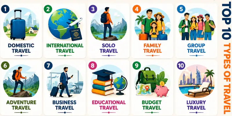 10 types of travel names with pictures.